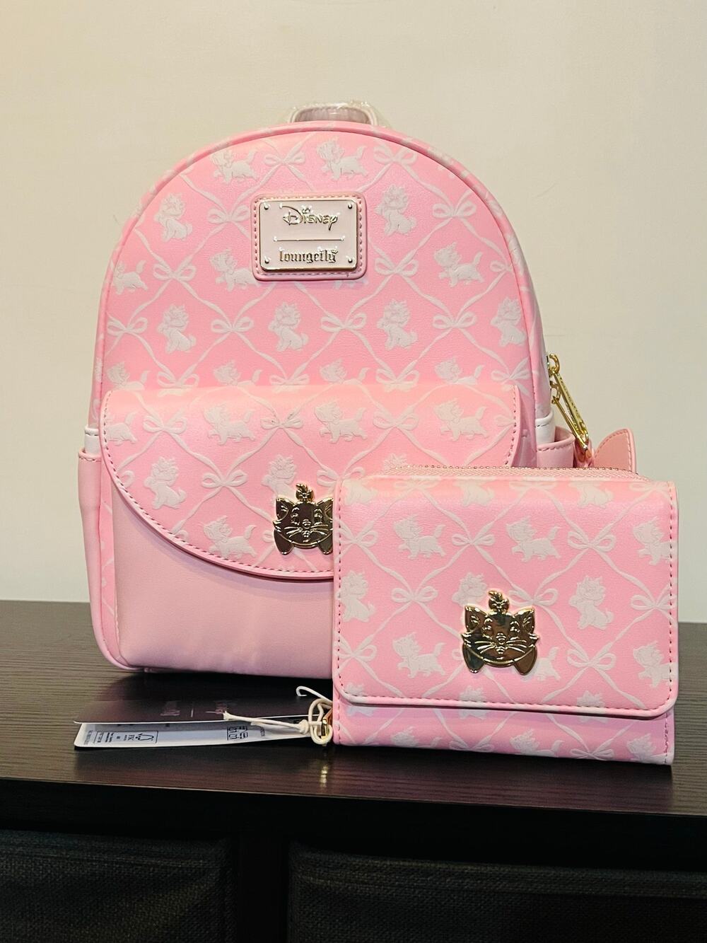Loungefly Disney The Aristocats Marie Bows Allover Print Mini Backpack Wallet